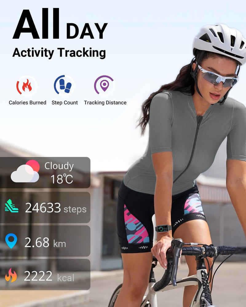 Health Fitness Tracker with 24/7 Heart Rate, Blood Oxygen, Blood Pressure, Sleep Tracker, 5ATM Waterproof Activity Trackers with Step Tracker, Pedometer (S & L Bands Included) Spaceblack
