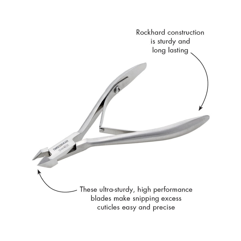 Tweezerman Rockhard Stainless Steel Cuticle Nipper, 1/2 Jaw 1 Count (Pack of 1)