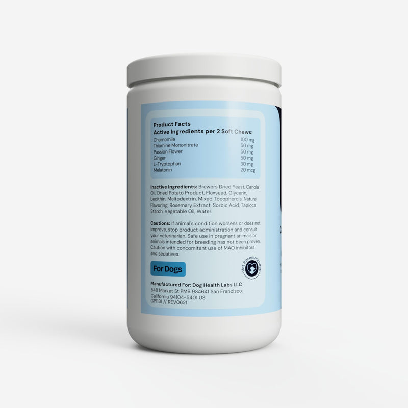 Calming Aid for Dogs – 60-Count Soft Chews with Melatonin, Chamomile & L-Tryptophan – Promotes Relaxation During Stressful Events – Vet Recommended Calming Supplement – Made in USA