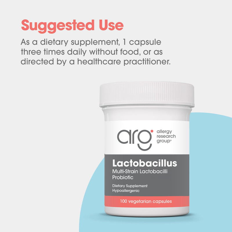ARG Lactobacillus Multi-Strain Probiotic, 100 Capsules | Multi-Strain Probiotic Capsule for Gut and Digestive Health, Dairy Free, Gluten Free, Vegetarian Formula