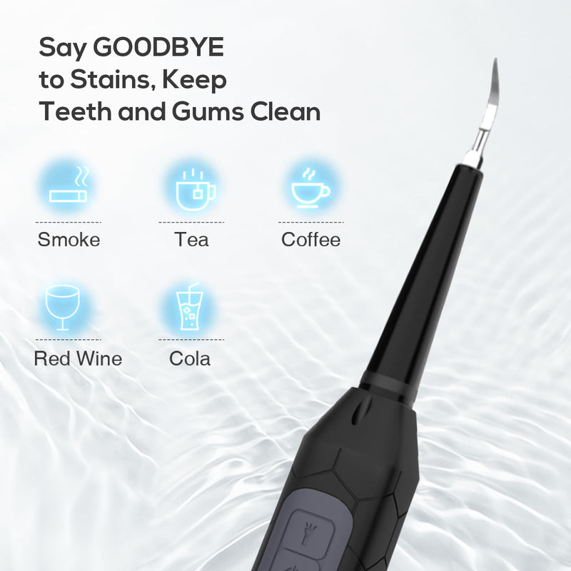 Plaque Remover for Teeth, Dental Care Device 3 Adjustable Modes Teeth Cleaning Kit with 2 Replaceable Clean Heads for Tartar & Calculus Remover Grey - BeesActive Australia