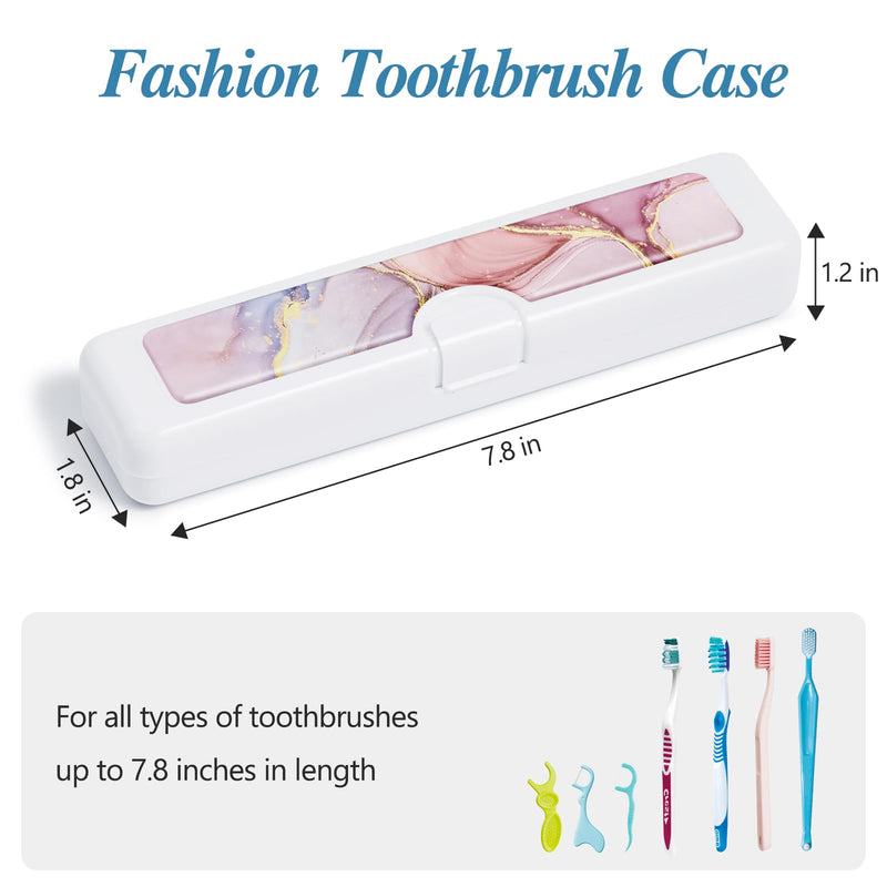 Toothbrush Travel Case, Convenient Colorful Pattern Travel Toothbrush Case and Travel Toothbrush Holder, Toothbrush Covers and Toothbrush Holders Travel ，Travel Tongue Scraper Case Pink Marble Small - BeesActive Australia