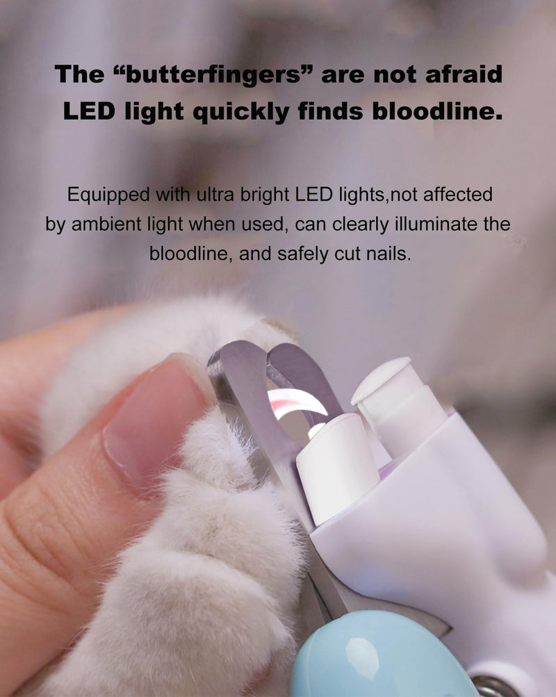 Cat Dog Pet Nail Clippers with Light, Llluminates Cat Dog Nails Or Bloodline, Safety Pet Nail Clipper for Dogs, Cats, Rabbits, Sharp, No Nail Splitting(Blue) Blue - BeesActive Australia