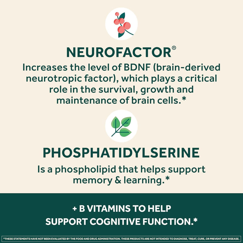 NEURIVA Plus Brain Supplement for Memory, Focus & Concentration + Cognitive Function with Clinically Tested Nootropics Phosphatidylserine and Neurofactor, VIT B6 & B12, 30 Count Capsules (2 Pack) 30 Count (Pack of 2)