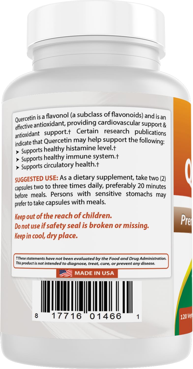 Best Naturals Quercetin 1000 mg/Serving 120 Veggie Capsules (120 Count (Pack of 3))