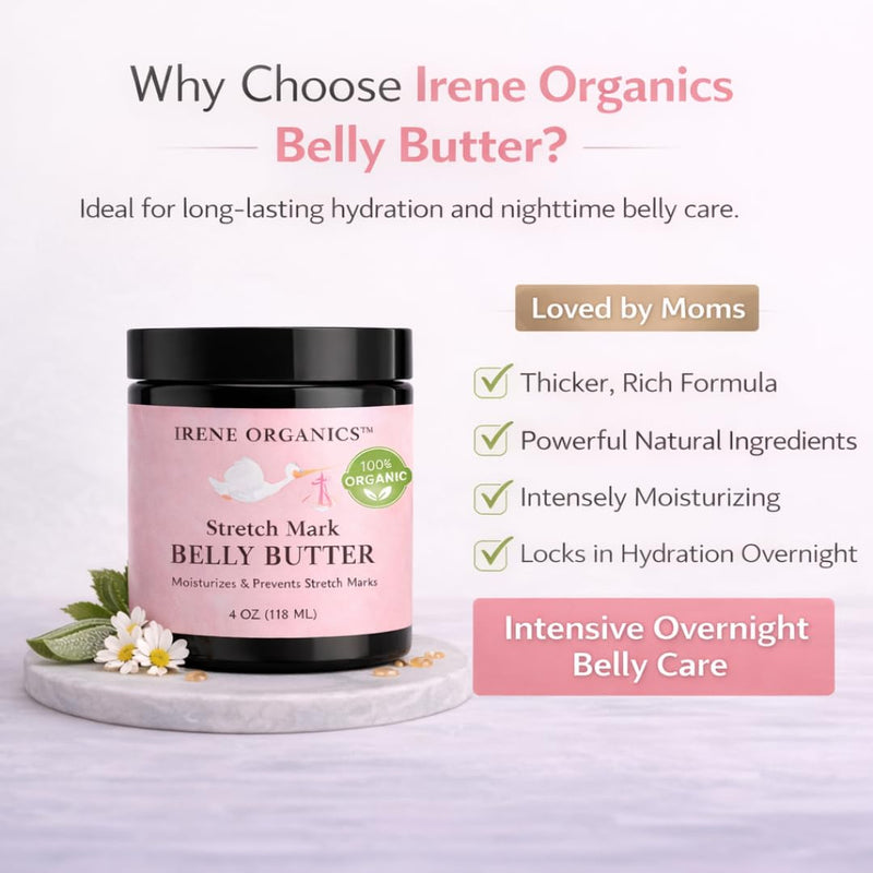 Organic Belly Butter for Pregnancy Stretch Mark Prevention and Treatment by Irene Organics - Award Winning Anti Stretch Mark Tummy Balm For Pregnancy and Postpartum 4oz - Hydrating Bump Cream 4 Fl Oz (Pack of 1) - BeesActive Australia