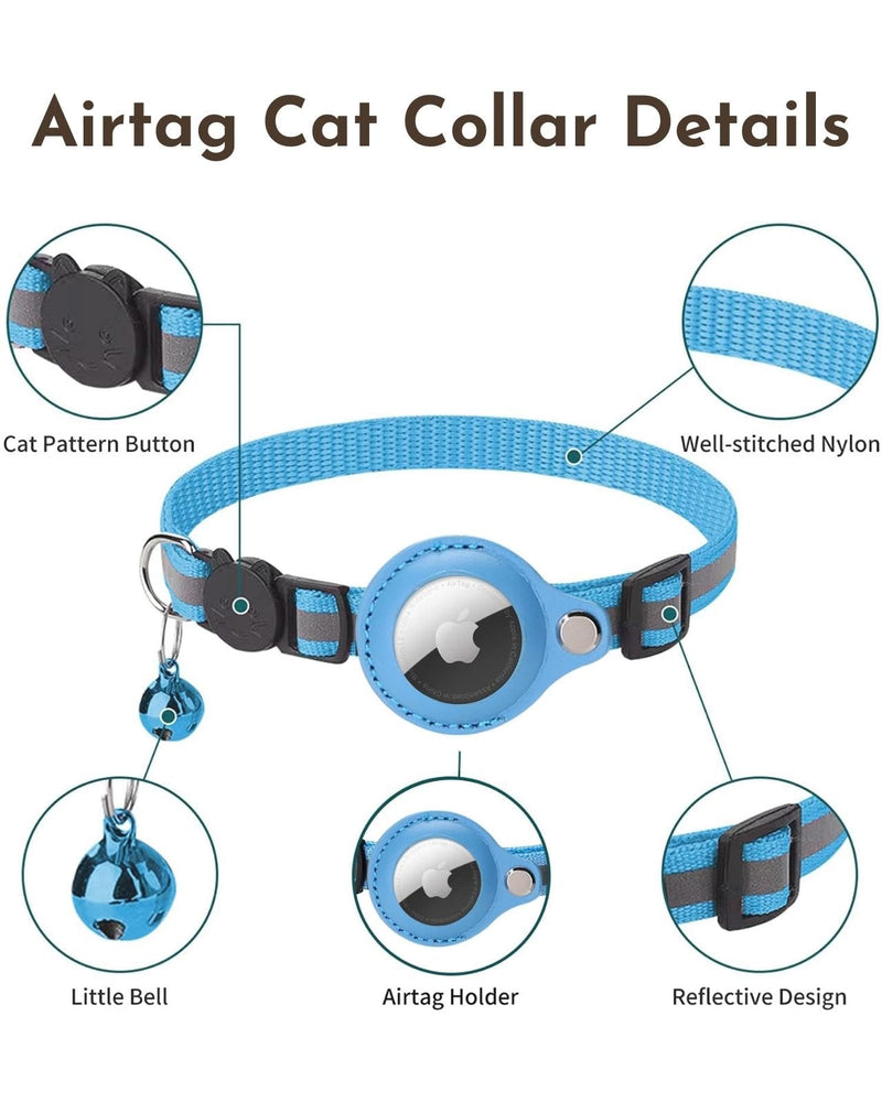 Airtag Cat Collar, Reflective AirTag Cat Collar with AirTag Holder and Bell, GPS Lightweight Tracker Cat Collars, Cat AirTag Collar with Breakaway Safety Buckle (Black) Black - BeesActive Australia