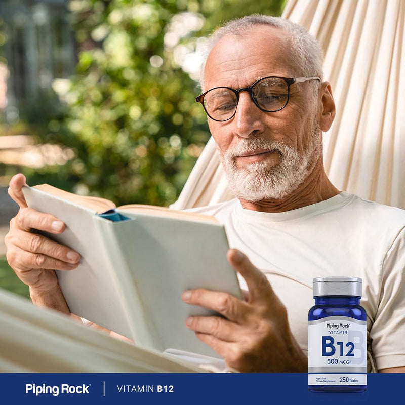 Piping Rock Vitamin B12 | 500 mcg | 250 Tablets | Supplement for Women and Men | as Cyanocobalamin | Vegetarian, Non-GMO, Gluten Free