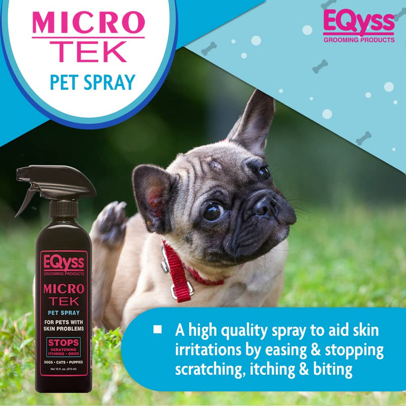 EQyss Micro-Tek Pet Itch Relief Spray - Soothes Dry Irritated Skin, Stops Itching, Scratching, Biting, Licking Hot Spots - for all Cats & Dogs (16 oz) 16-Ounce - BeesActive Australia