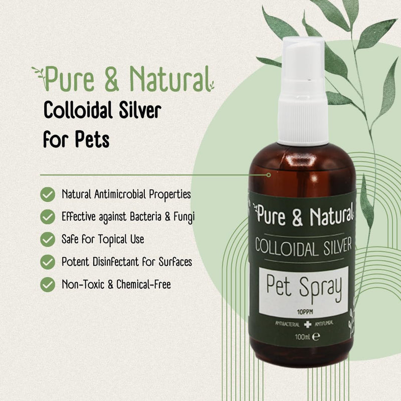 Pure & Natural Colloidal Silver Gel for Pets - Natural & Vegan Cat & Dog Itchy Skin Relief, Paw Balm, with Essential Bergamot Oil - 100g