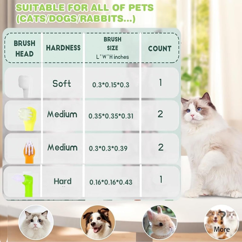 6 Pcs Cat Toothbrush with Micro Head to fit into Cat Mouth, Ultra Soft Bristles Pet Toothbrush Kit, Kitten/Puppy Toothbrushes, Kitty Dental Care Supplies, Avoid Bleeding Gums & Help Gap Cleaning