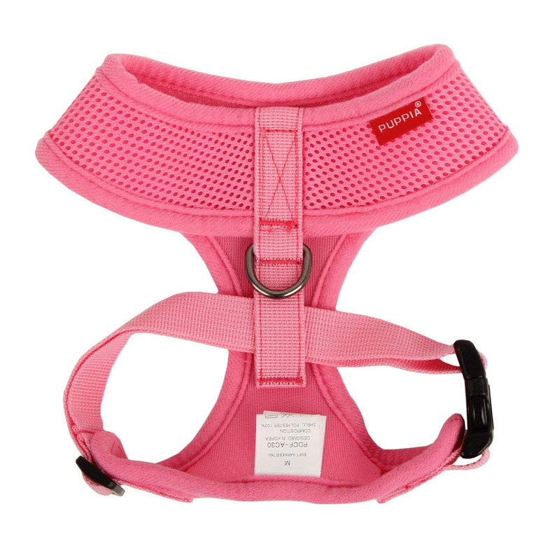Puppia Soft Dog Harness No Choke Over-The-Head Triple Layered Breathable Mesh Adjustable Chest Belt and Quick-Release Buckle, Pink, Medium M (Neck: 12", Chest: 16"-22") - BeesActive Australia