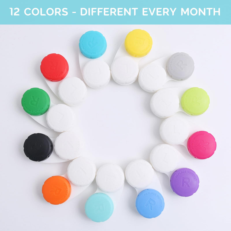 Contact Lens Case, 12 Pack Colorful Empty Contact Lens Cases Box Holder Container for Storage, Travel, Daily Home Use multi-color