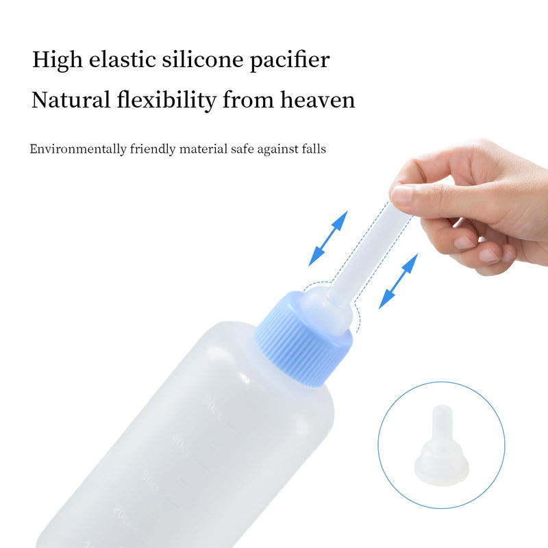 Dokeno 2 pcs 50 ml silicone small milk bottle pet set for pets, rearing bottle with cleaning brush and pacifier, bottle set pets for newborns, kittens, puppies, rabbits, squirrels - BeesActive Australia