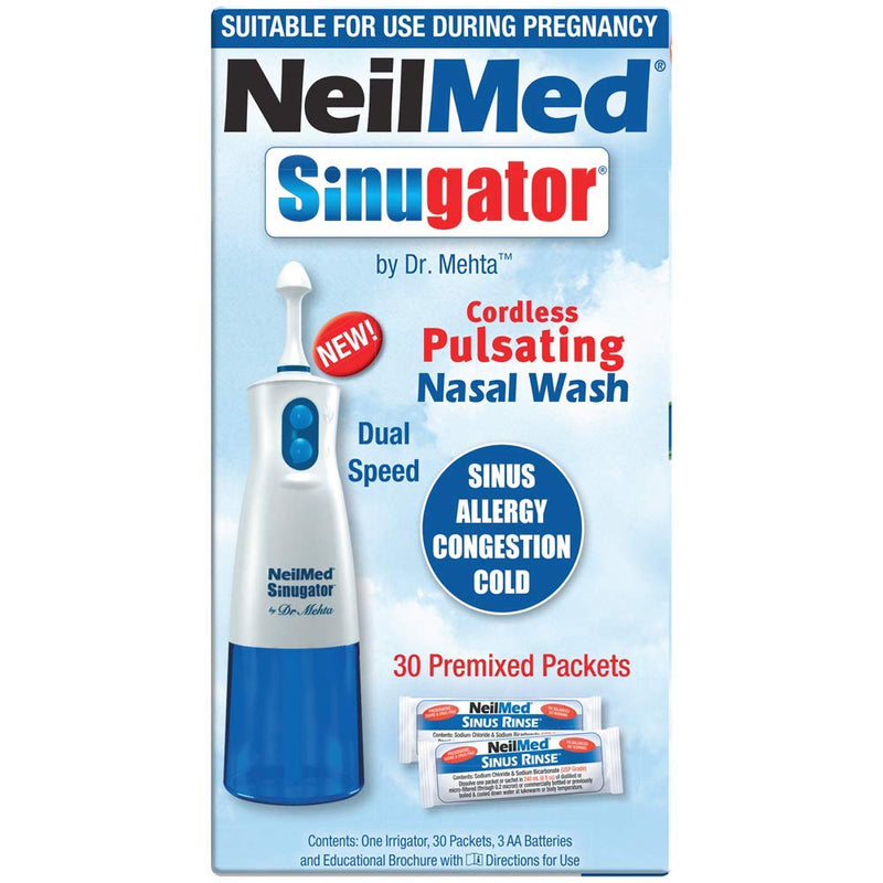 NeilMed Sinugator Cordless Pulsating Nasal Wash with 30 Premixed Packets - BeesActive Australia