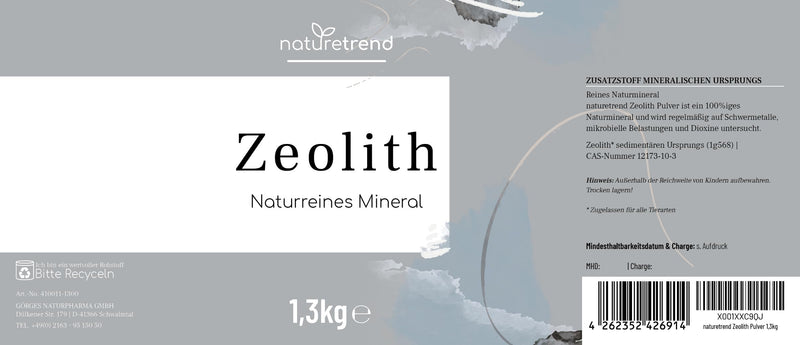 naturetrend Zeolite powder 1.3kg - natural with 94% in premium quality - extra finely ground, pure and natural volcanic rock - BeesActive Australia