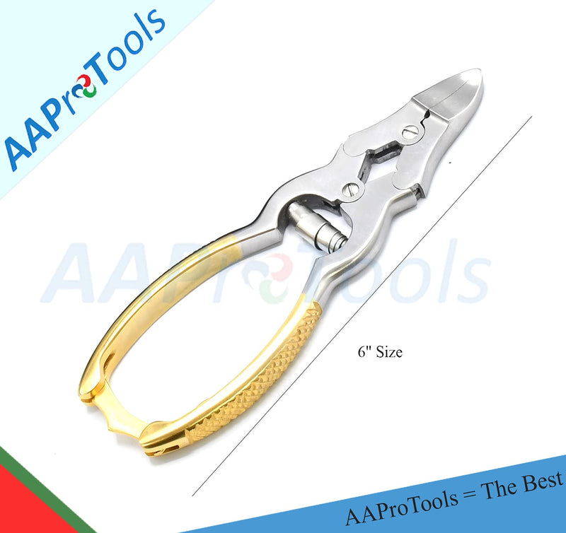 Mycotic Toe Nail Nipper Cutters Clippers Gold- Double Action Heavy Duty Spring Barrel Podiatry Professional Pedicuretool for Thick Nails, Ingrown Toenails, Seniors