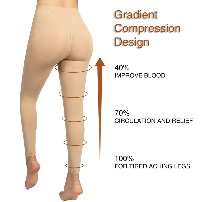 8-15mmHg Medical Compression Pantyhose for Women Graduated Support Hose Leggings Tight for Varicose Veins Large-XL-Large Beige - BeesActive Australia