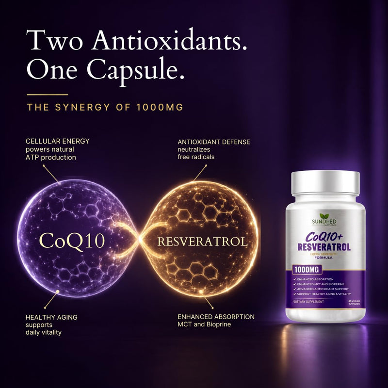 CoQ10 Powerful Antioxidant (Capsules Coq10+Resveratrol) 60 Count (Pack of 1)