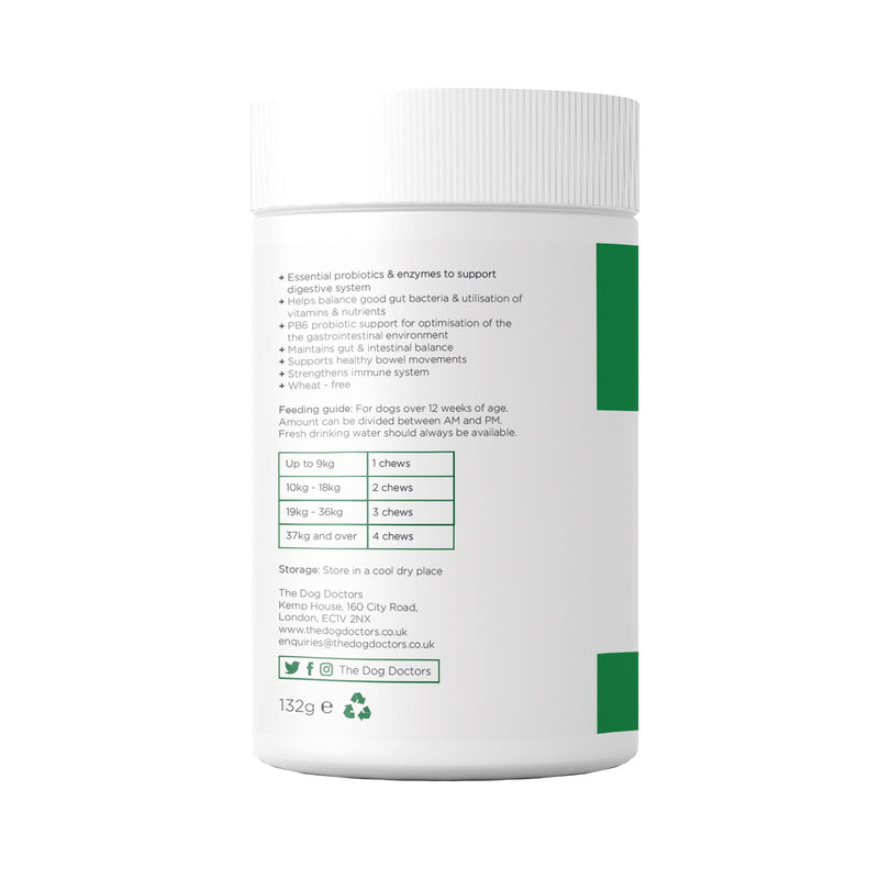 The Dog Doctors Probiotics for Dogs - 60 Soft Chews for Digestive Balance & Probiotic Support - Digestive Enzymes Gut Health - Stomach & Intestinal Wellbeing - Immune Health & Daily Dog Gut Support 60 chews