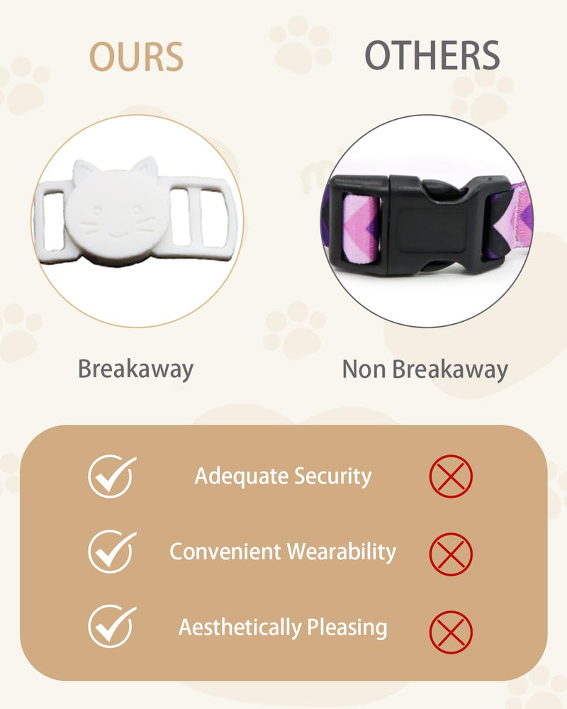 Cute Bowtie Cat Collar with Bell Breakaway, Jewelry Pendant for Girl Cats, Adjustable 8-13 Inch for Kitten (Pink) Pink - BeesActive Australia