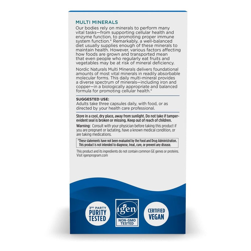 Nordic Naturals Multi Minerals, Unflavored - 90 Capsules - 11 Essential Minerals - Optimal Health & Wellness - Certified Vegan - Non-GMO - 30 Servings - BeesActive Australia