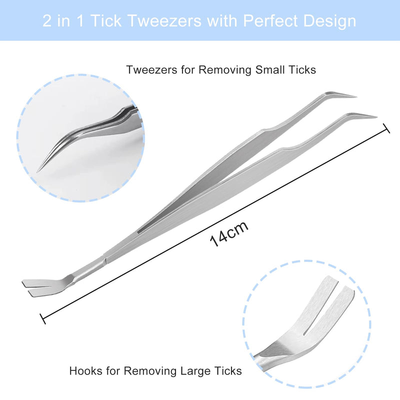Nutabevr 2 in 1 professional stainless steel tick tweezers, easy removal of ticks of all sizes, tick remover, tick tweezers and tick hook, reliable and easy to use, for humans, dogs, cats - BeesActive Australia