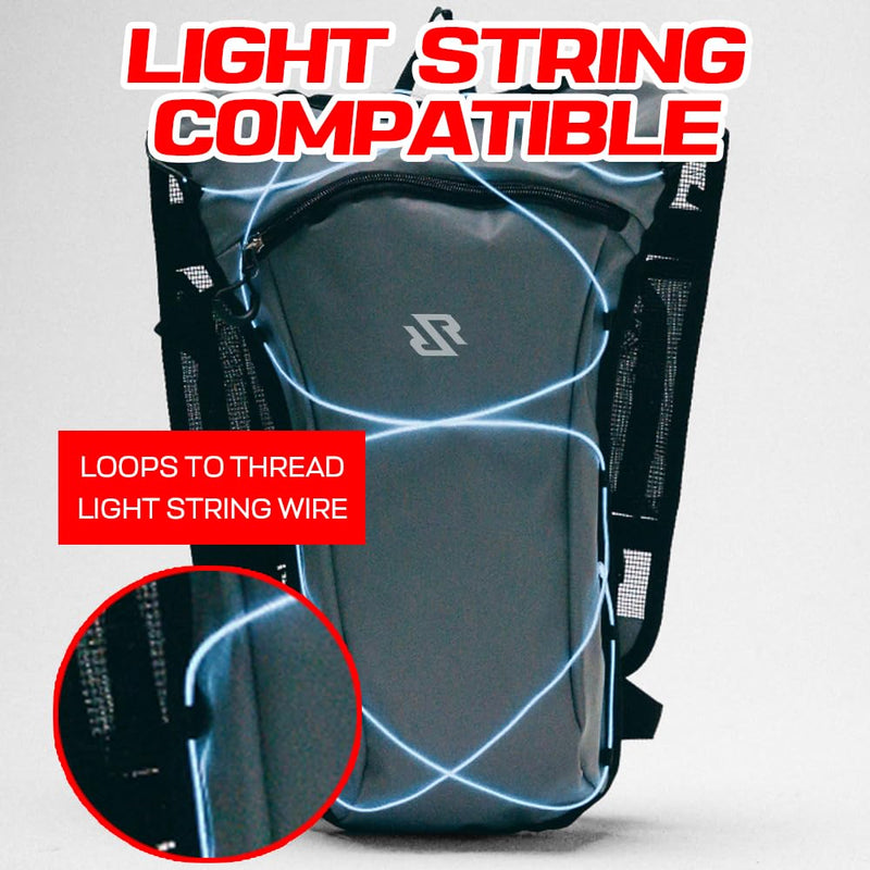 RAVERUNNER® Clear Hydration Pack – Festival-Approved Hydration Backpack Clear with 2L Bladder – Lightweight Clear Water Backpack for Festival Entry – Bounce-Free Clear Hydropack for Raves
