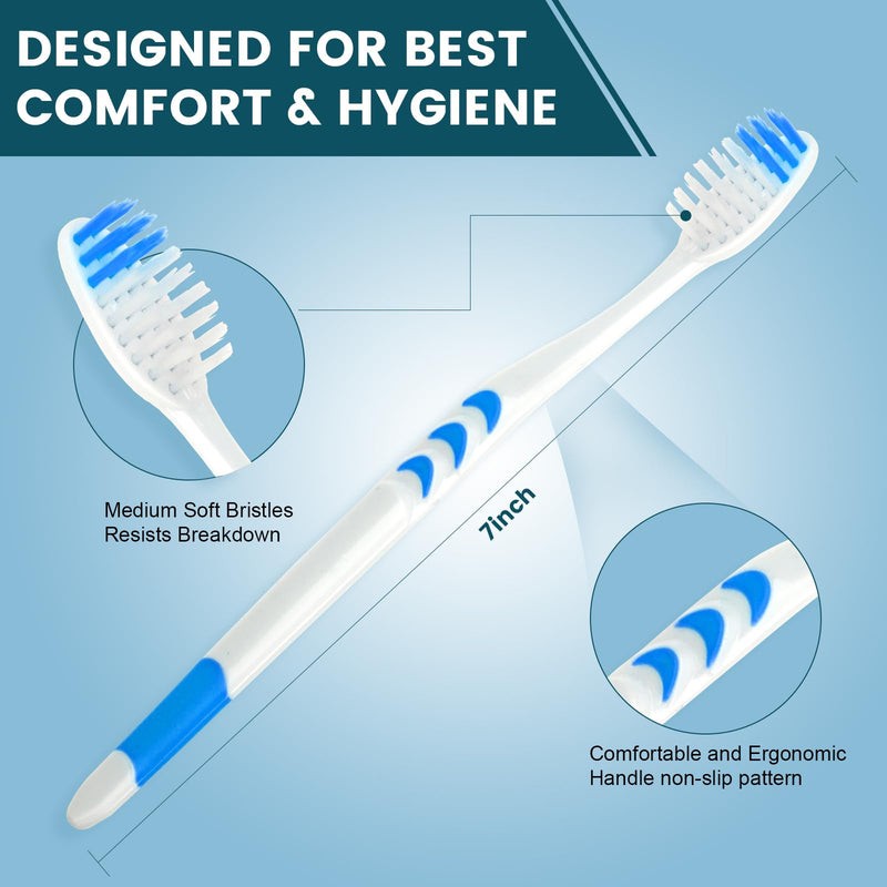 Navona 50 PCS Premium Individually Wrapped Bulk Toothbrush Pack, Disposable Toothbrushes, Kids Toothbrush, Medium Soft Bristle Toothbrushes, Ergonomics Handle, Perfect for Travel Hotel Donation - BeesActive Australia