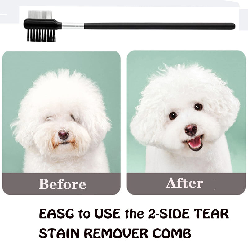 4 Pcs Pet Grooming Kit for Small Long and Short Haired Dog Cat and Puppy, Flea Comb For Dogs and Cats Pet Lice Comb, Tear Stain Remover Comb,with Fine-Toothed to Remove Knots Crust and Mucus (Pink) Pink - BeesActive Australia