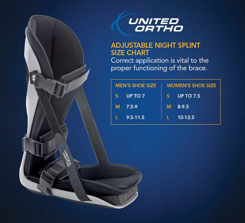 United Ortho USA12033 Plantar Fasciitis Adjustable Leg Support Brace Fits Right or Left Foot for Soreness Relief, Foot Pain and Stretching, Small, Black - BeesActive Australia
