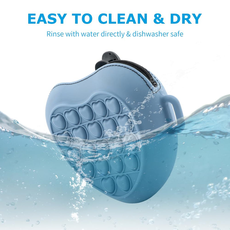 Silicone Dog Treat Pouch for Pet Training Dog Training Treat Pouch with Training Clicker Treat Bag Fanny Pack with Waist Belt for Pet Training Walking (Blue) Blue - BeesActive Australia