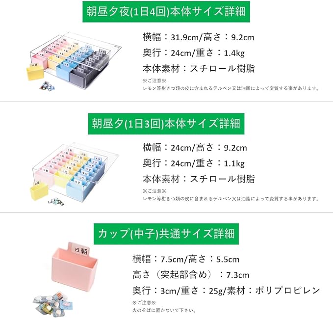 OKUSURIN Okusurin Okusurin Nurse Supervision Japanese Medicine Case for 1 Week Medicine Calendar, Medicine Sorting, ok01 ok02 (01. Morning, Noon, Evening, 4 Times a Day) - BeesActive Australia
