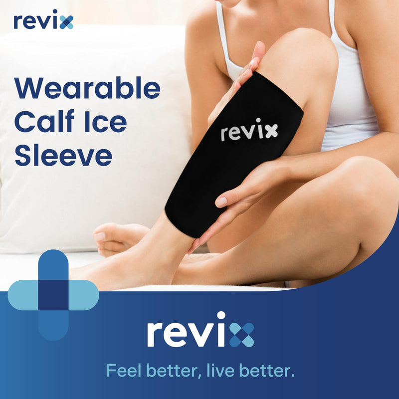 REVIX Shin Splint Relief Ice Packs, Calf Compression Sleeve for Legs Reusable Ice Pack for Elbow, Arm & Knee Pain Relief, Hot Cold Therapy for Sports Injury Recovery & Sprains Standard 1.0 - BeesActive Australia