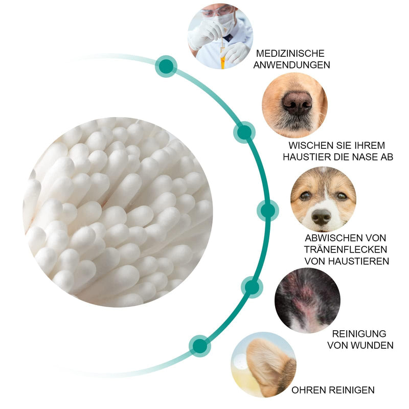 120 Pcs Pet Dog Ear Cleaner Cotton Buds 6 Inch Ear Cleaning for Dogs Wood Pet Long Cotton Buds Cat Cotton Buds for Pets