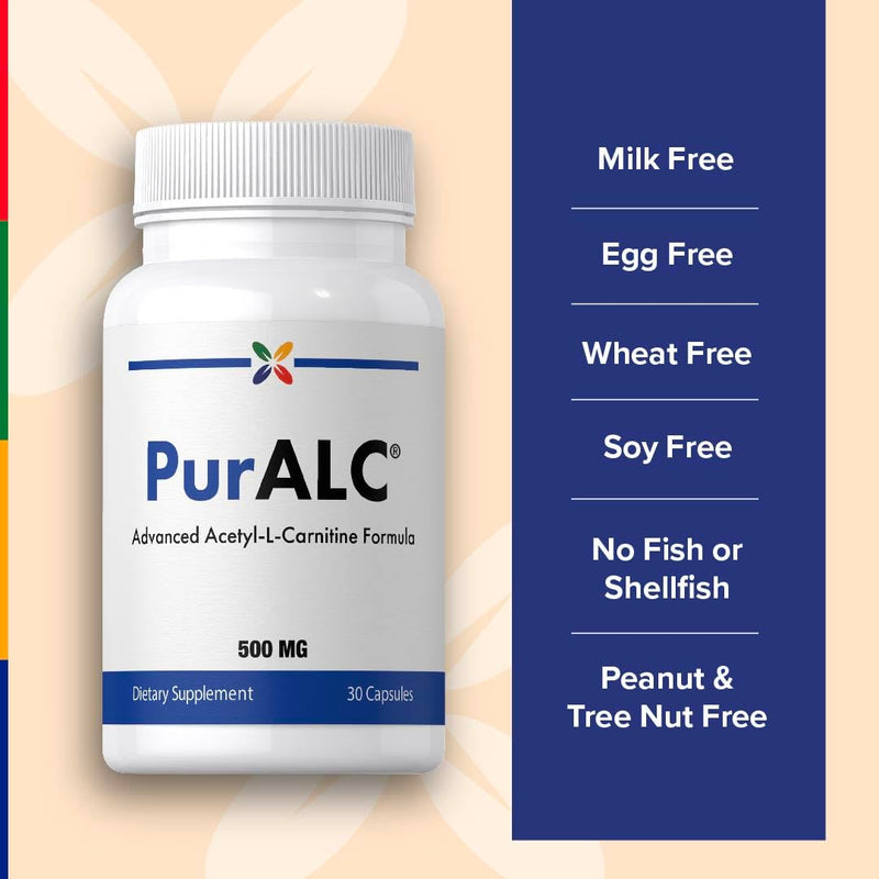 Stop Aging Now - PurAlc Acetyl-L-Carnitine HCI PurALC - 500mg Vitamin Supplement - 30 Capsules