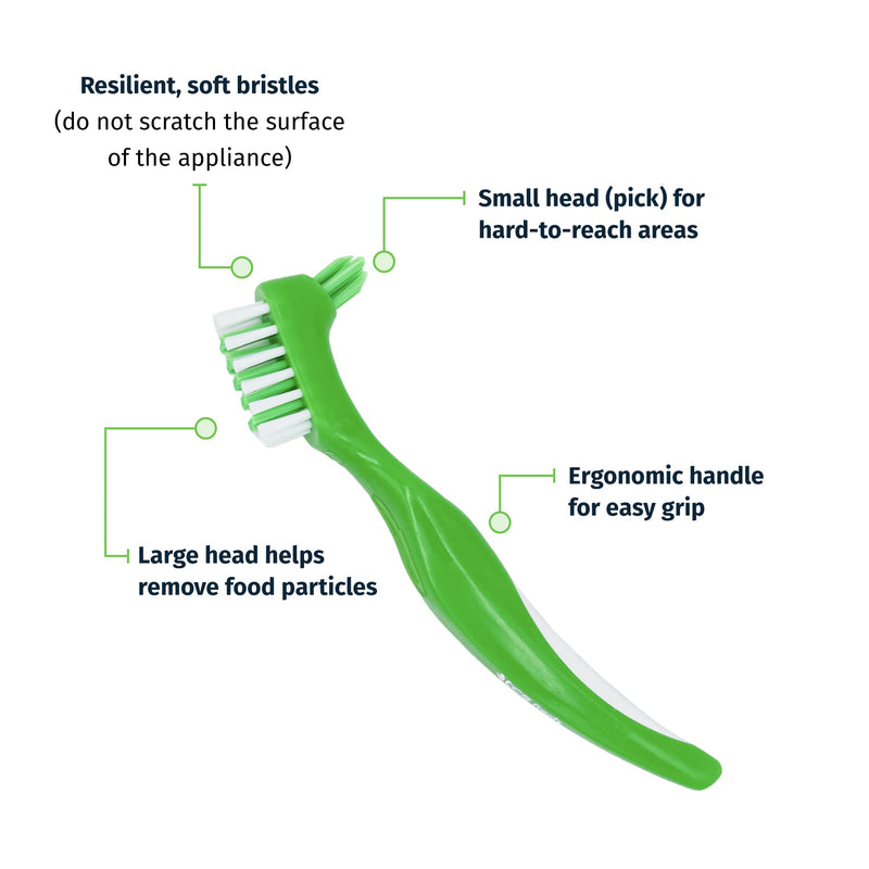 TCS Fresh Dental Appliance Cleaning Soft Bristle Toothbrush with Ergonomic Handle, 3 Pack - Denture Cleaner Brush for Retainers, Mouth Guards, and Flexible Partials (3 Toothbrushes) - BeesActive Australia