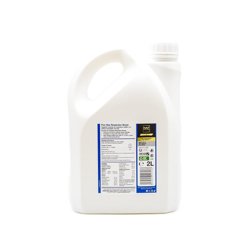 NAF Five Star Respirator Boost 2L – Respiratory Support Supplement for Horses – With Natural Antioxidants, MSM, Garlic & Eucalyptus – Supports Lung Function, Clear Breathing & Immunity
