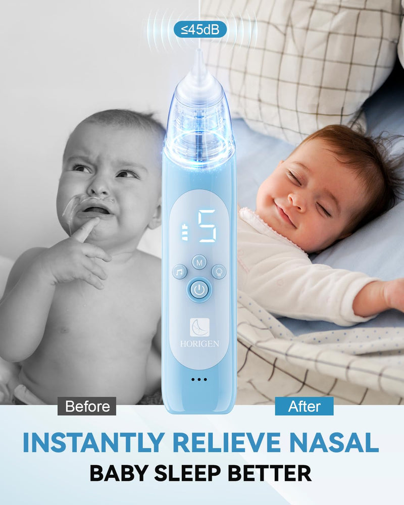 Nasal Aspirator for Baby, Electric Baby Nose Suction with 5 Adjustable Levels Suction, USB-C Rechargeable Mucus Cleaner with Lights and Music, Baby Nasal Aspirator for Toddler with 3 Silicone Tip - BeesActive Australia
