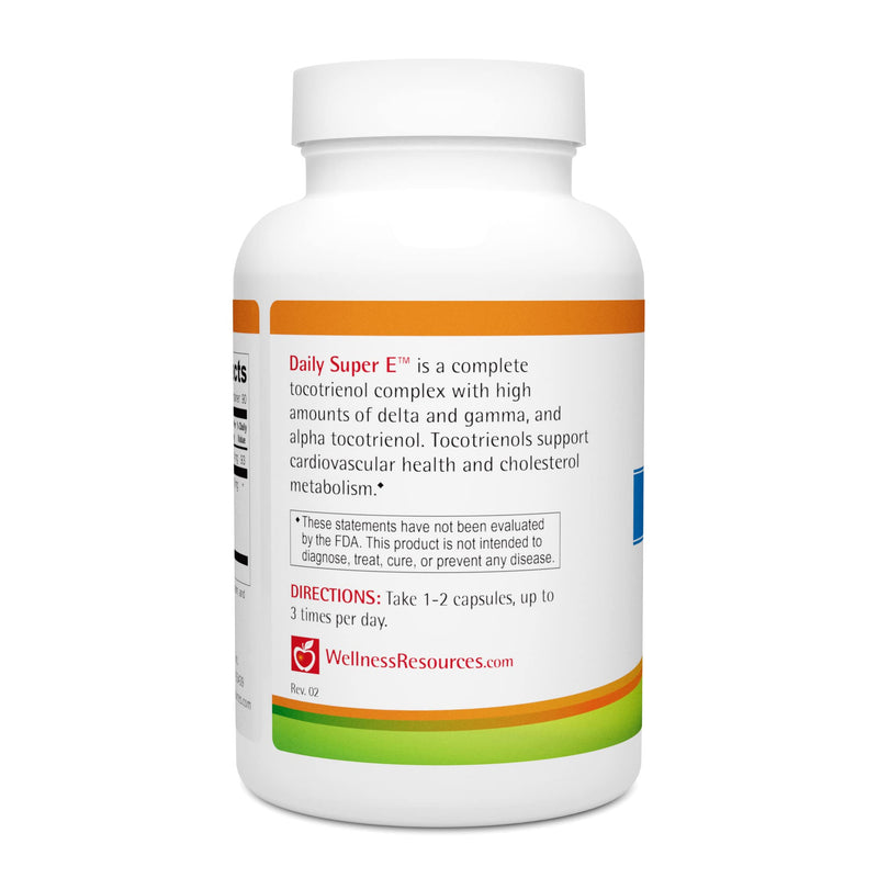 Wellness Resources Daily Super E Tocotrienol Complex - Full Spectrum Vitamin E with Delta, Gamma & Alpha Tocotrienols for Antioxidant Protection, Soy-Free, Natural Source, Non-GMO (180 Caps) 180 Count (Pack of 1)