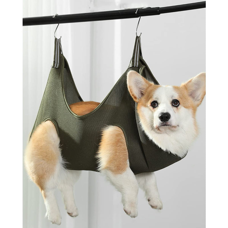Qrity 1 piece cat grooming bag, hammock harness, dog grooming hammock set with S hooks, for grooming, dogs and cats nail trimming - S green - BeesActive Australia