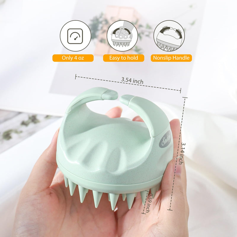 Sndyi Scalp Massager Shampoo Brush, Scalp Scrubber with Soft Silicone Bristles, Scalp Exfoliator for Dandruff Removal, Scalp Massager for Hair Growth, Wet Dry Hair Brush for Scalp Care, Green - BeesActive Australia