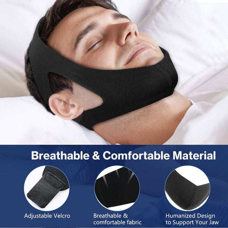 Chin Strap for Sleeping Comfortable Anti Snoring Devices Stop Snoring Solution Adjustable Anti Snoring Chin Strap for Men/Women Snore Stopper Breathable and Reusable