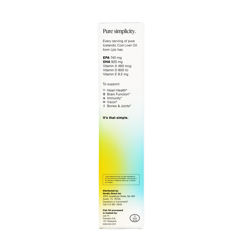 LYSI Icelandic Cod Liver Oil Liquid Supplement, Mint, 8.12 fl oz | 1,100 mg omega-3 per tsp, EPA 740 mg & DHA 920 mg per 2 tsp, vitamins A, D & E, 24 servings