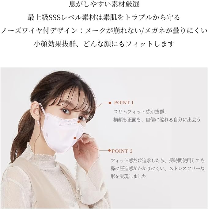 OKUYOSHI 3D Mask, Ultra-thin Mask, For Summer, Cold Sensation Mask, Ordinary Mask, Choose Your Mask, Three-Dimensional, Small Face Mask, Summer Mask, Cool, Mask, Non-Woven Fabric, Disposable, Stylish, No Hurting Ears - BeesActive Australia