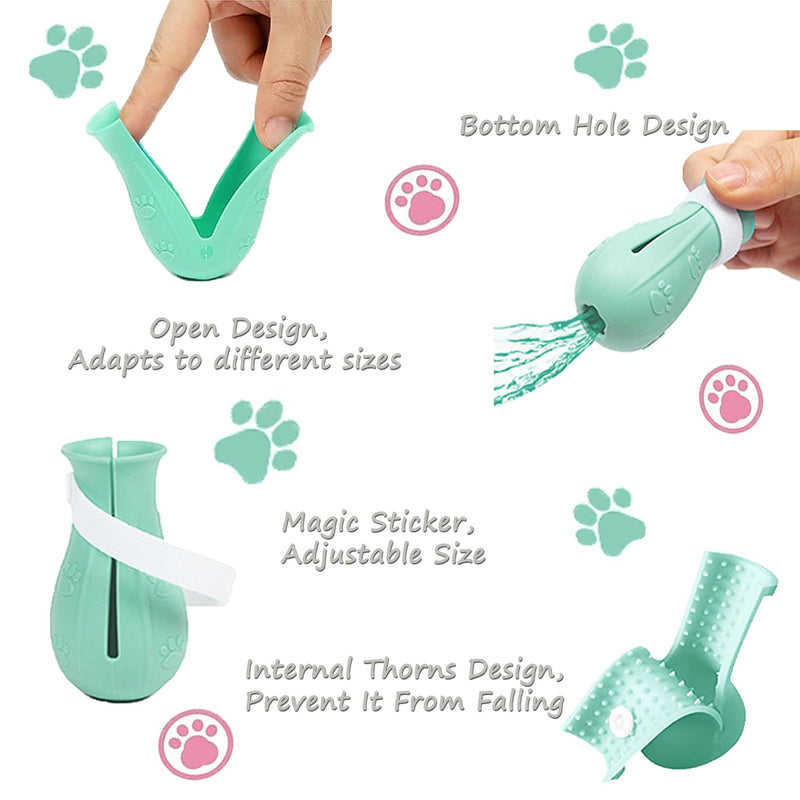 AIFUSI Anti-Scratch Boots for Cats, Cat Claw Covers 4 Pack Adjustable Silicone Cat Shoes Accessories Nail Protection Gloves Pet Supplies for Cat Grooming Bathing Shaving (Green) - BeesActive Australia