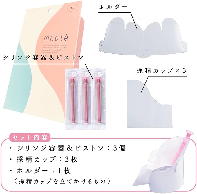Syringe method kit meeta (3 doses, transparent, made in Japan, supervised by a doctor) home timing method sperm fertility pregnancy activity infertility - BeesActive Australia