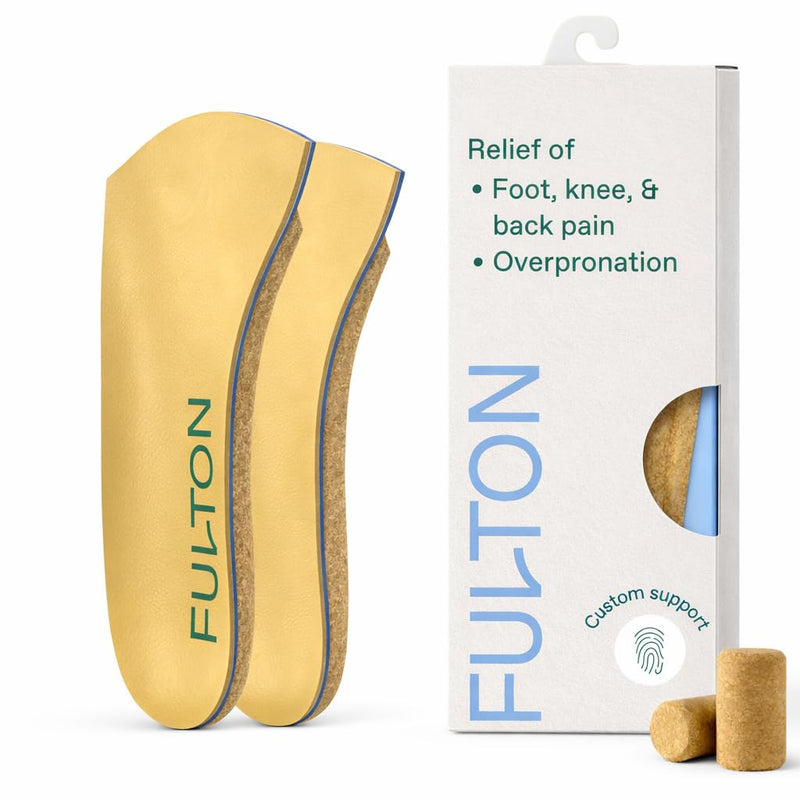 Fulton Universal Shoe Inserts for Men/Women with Custom Molding & Arch Support - Everyday Cork Inserts for Shoes Without Removable Insoles - Prevent Overpronation & Plantar Fasciitis (Women, 9.5-10) Women - BeesActive Australia