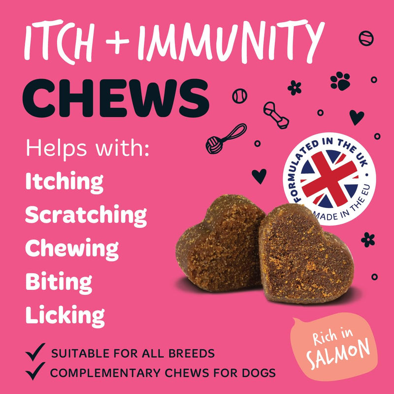 BUGALUGS Itch & Immunity Dog Treats – Helps Soothe Itchy Skin, Paws, Ears - Licking, Scratching - Perfect for Small, Medium & Large Dogs 120 Chews