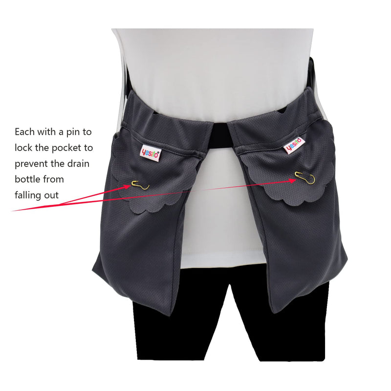 Mastectomy drainage pouch and Shower pouch for Post Mastectomy Support (Dark gray) Dark gray